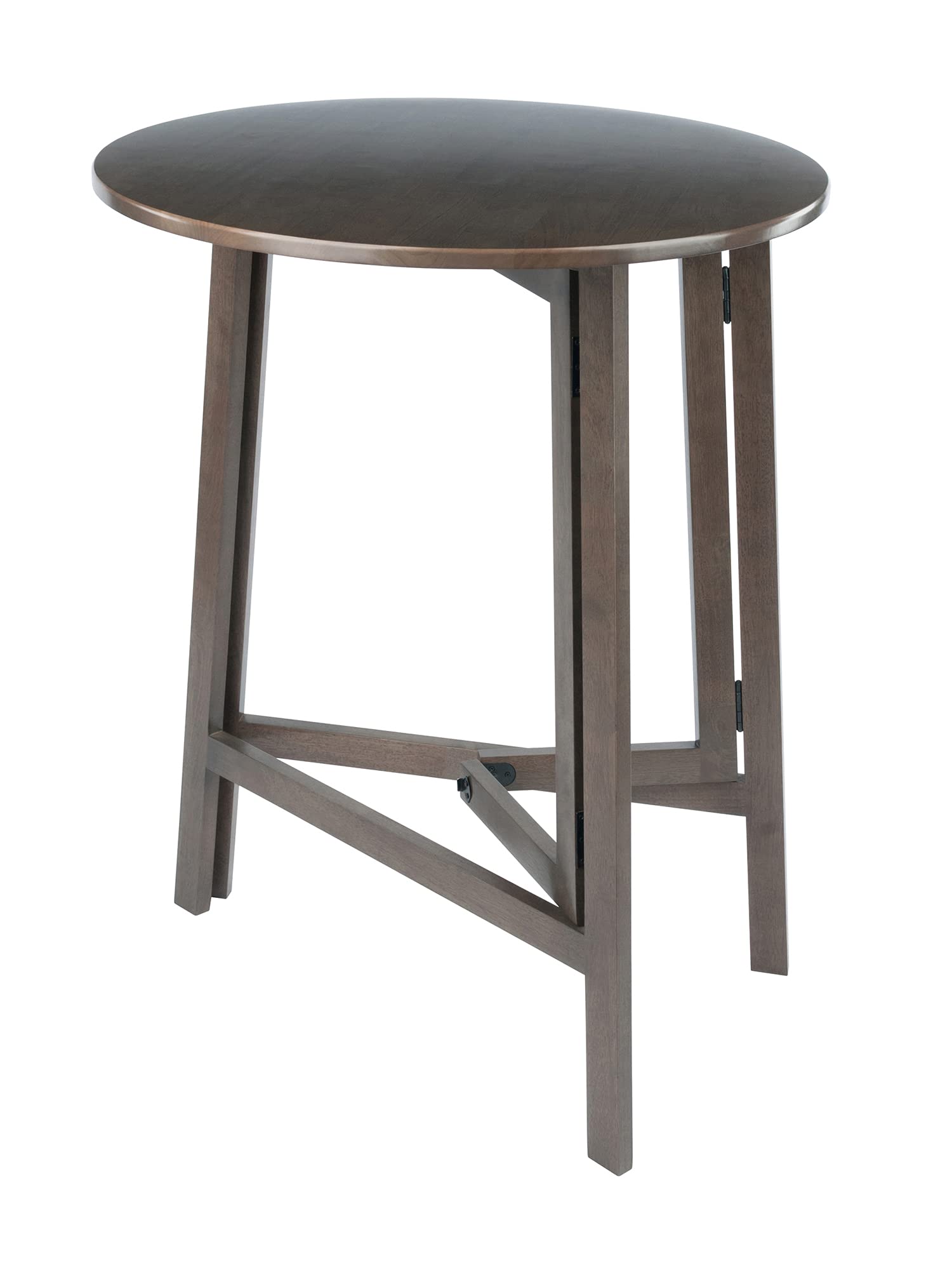 TABLE | CasaFoyer  Wood Torrence High Table | Folding Round Table | Oyster Gray Finish | 30 Diameter | Contemporary Design | Slim 3 Depth | Sturdy Solid Wood | Ideal for Small Spaces | casafoyer.myshopify.com