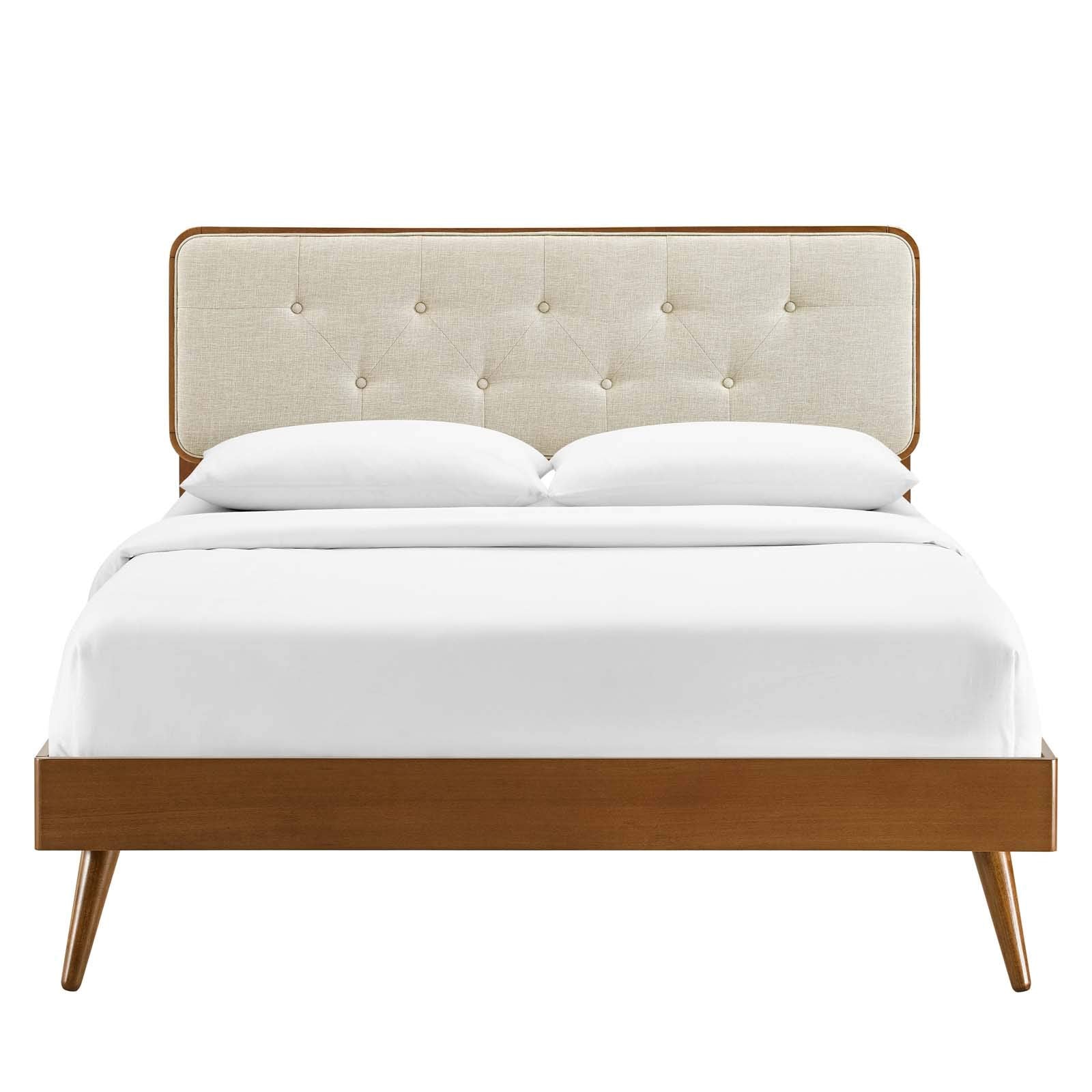 adjustable bed bases | CasaFoyer Bridgette Tufted Wood Full Platform Bed | Modern Design with Retro Details | Wood Grain Frame | Durable Construction | No Box Spring Needed | Suitable for Various Mattress Types | Easy Assembly | Walnut Beige | casafoyer.myshopify.com