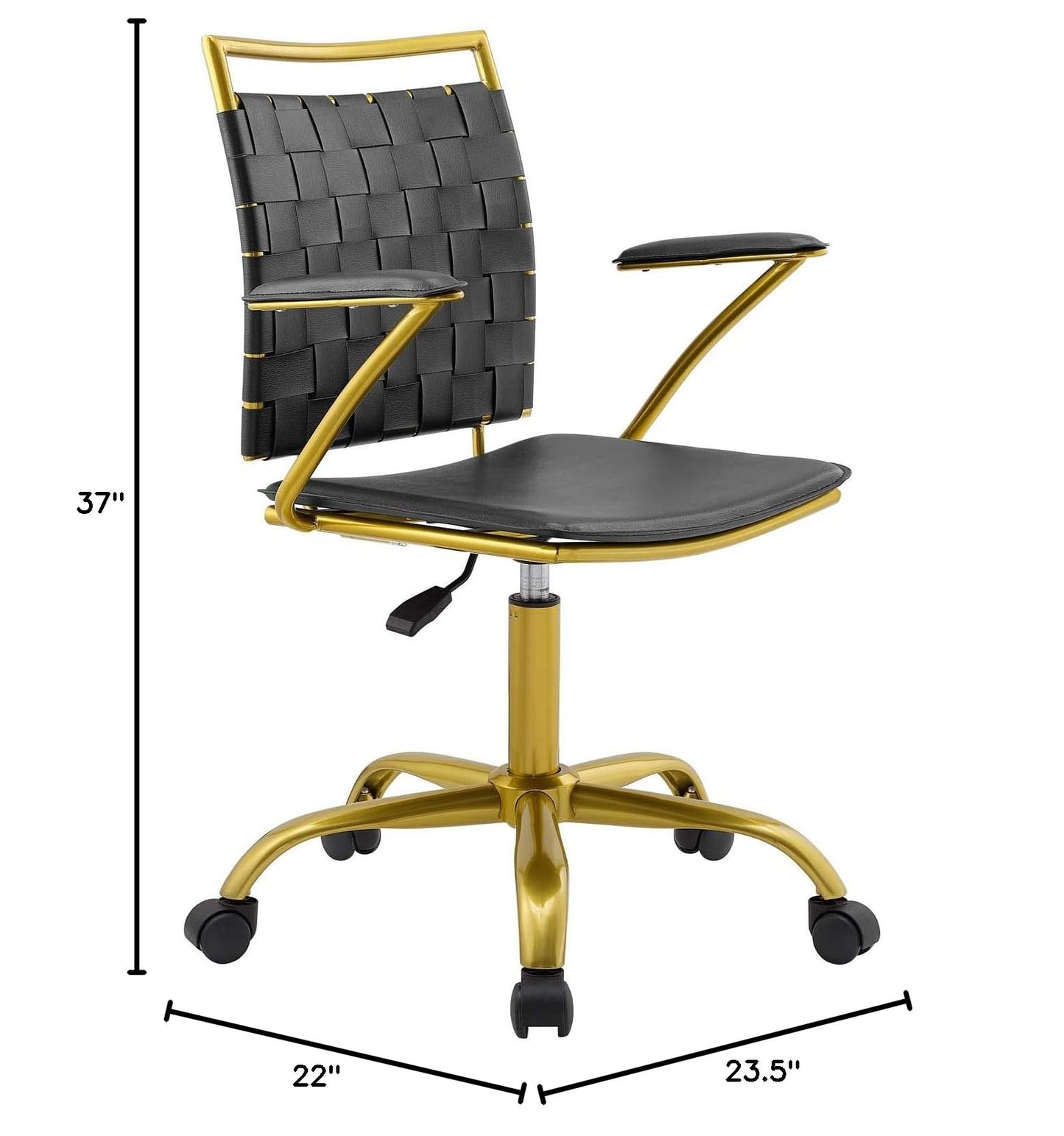home office desk chairs | CasaFoyer Contemporary Height Adjustable Office Chair | Faux Leather Webbing Back | Foam Cushion | Gold Plated Base | Stylish & Functional | casafoyer.myshopify.com