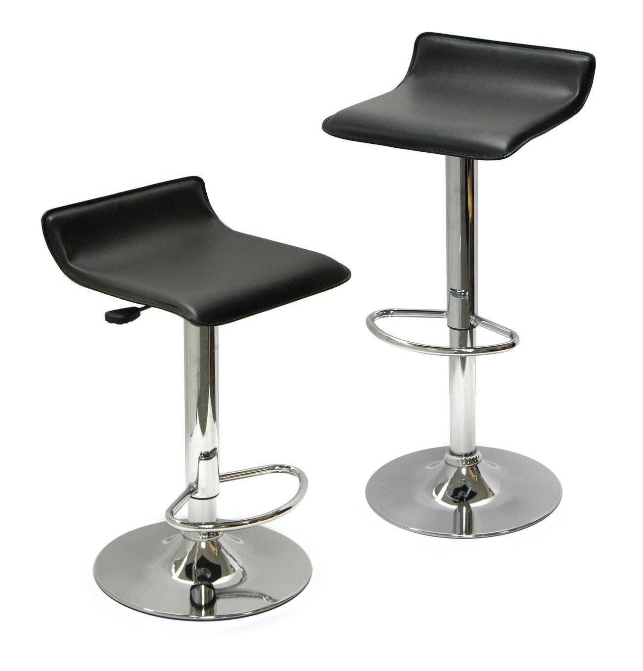 STOOL_SEATING | CasaFoyer  Wood Spectrum Adjustable Swivel Stools | Set of 2 | Black PVC Seats | Chrome-Plated Steel Base | Height Adjustable | 360-Degree Swivel | Foot Bar | Sturdy Construction | Minimal Assembly | casafoyer.myshopify.com