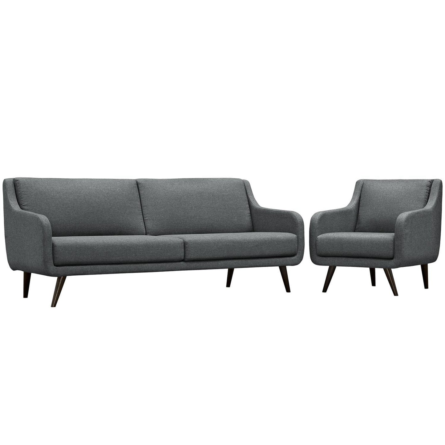 kitchen and dining room sets | CasaFoyer Verve | Mid-Century Living Room Set | Stylish & Sophisticated Furniture | Espresso Stained Legs | Includes Armchair & Sofa | Gray | casafoyer.myshopify.com