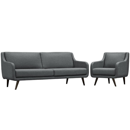 kitchen and dining room sets | CasaFoyer Verve | Mid-Century Living Room Set | Stylish & Sophisticated Furniture | Espresso Stained Legs | Includes Armchair & Sofa | Gray | casafoyer.myshopify.com