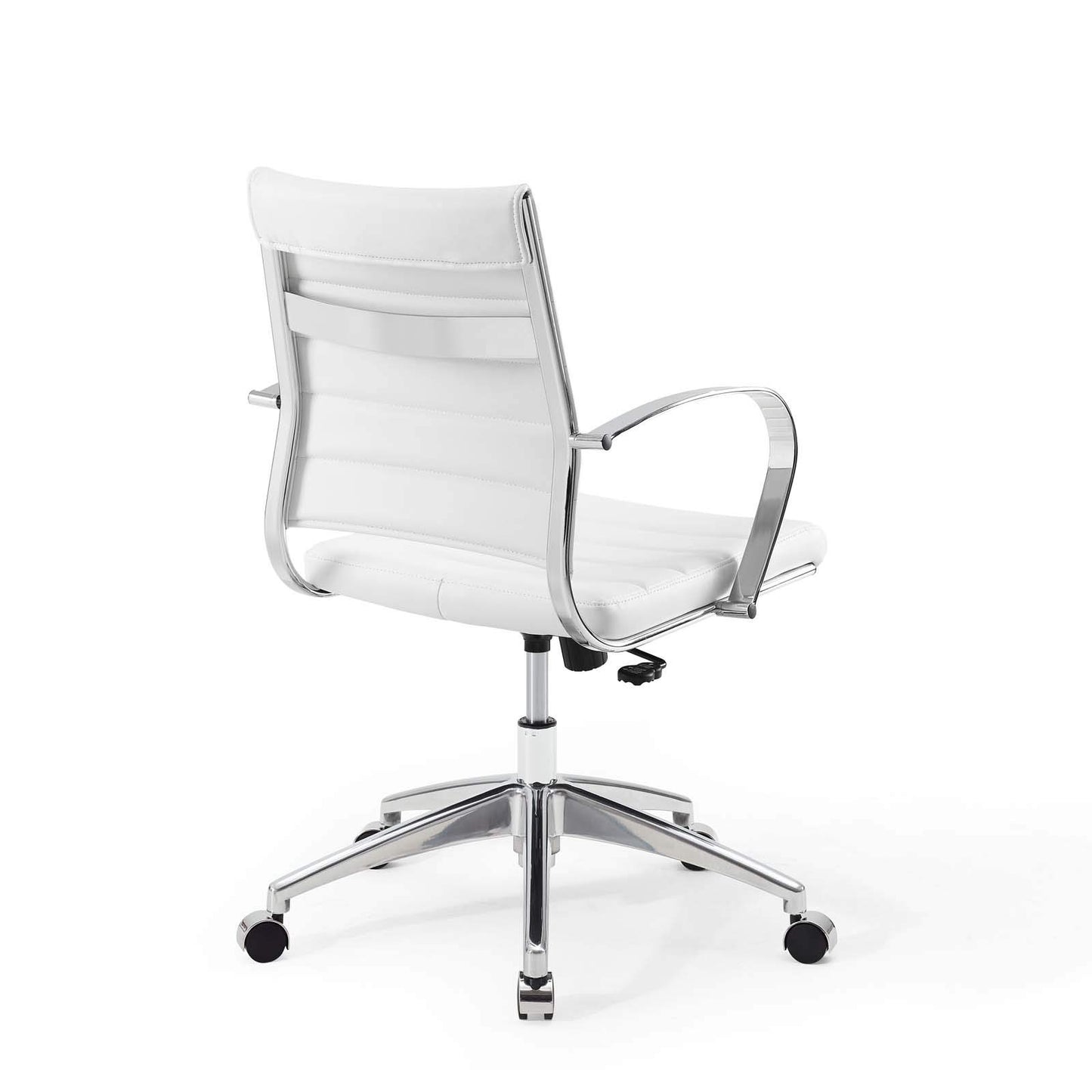 home office desk chairs | CasaFoyer Jive Mid Back Office Chair | Stylish & Comfortable | Faux Leather Back | Padded Seat Cushion | 90-Degree Wrist Angling Armrests | Chrome-Plated Aluminum Base | Dual-Wheel Casters | Perfect for Modern Offices | casafoyer.myshopify.com