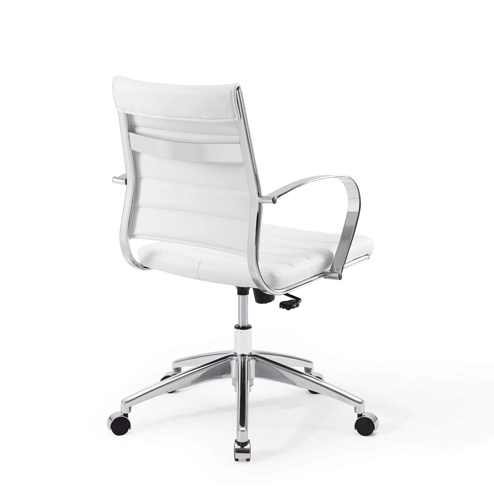 home office desk chairs | CasaFoyer Jive Mid Back Office Chair | Stylish & Comfortable | Faux Leather Back | Padded Seat Cushion | 90-Degree Wrist Angling Armrests | Chrome-Plated Aluminum Base | Dual-Wheel Casters | Perfect for Modern Offices | casafoyer.myshopify.com