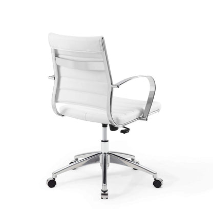 home office desk chairs | CasaFoyer Jive Mid Back Office Chair | Stylish & Comfortable | Faux Leather Back | Padded Seat Cushion | 90-Degree Wrist Angling Armrests | Chrome-Plated Aluminum Base | Dual-Wheel Casters | Perfect for Modern Offices | casafoyer.myshopify.com
