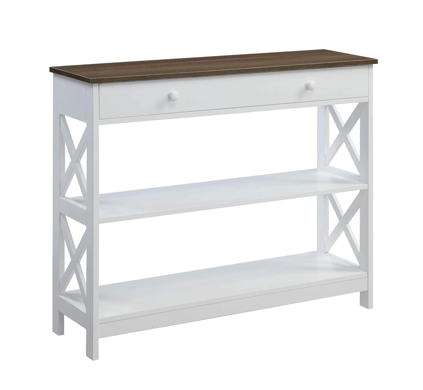 TABLE | Oxford 1 Drawer Console Table with Shelves | Modern X Pattern Design | Concealed Storage Drawer | Versatile & Timeless | From Oxford Collection | casafoyer.myshopify.com