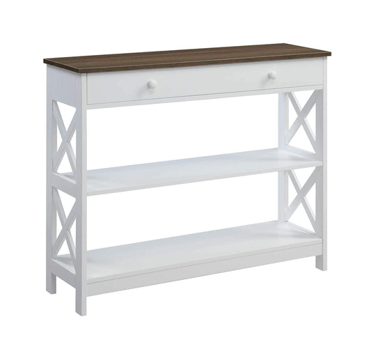 TABLE | Oxford 1 Drawer Console Table with Shelves | Modern X Pattern Design | Concealed Storage Drawer | Versatile & Timeless | From Oxford Collection | casafoyer.myshopify.com