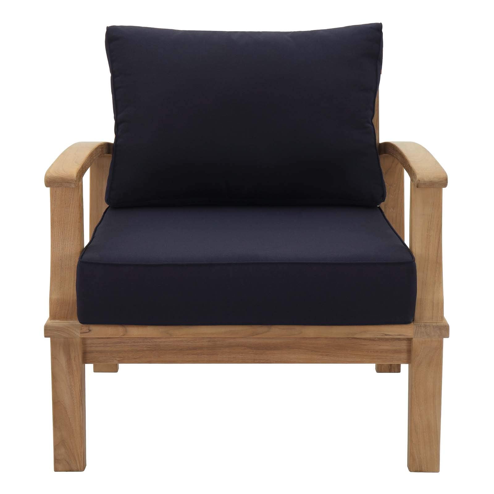 Chair | Marina Teak Wood Outdoor Patio Arm Chair | Luxury Design | Durable Teak Construction | All-Weather Cushions | Easy Maintenance | casafoyer.myshopify.com