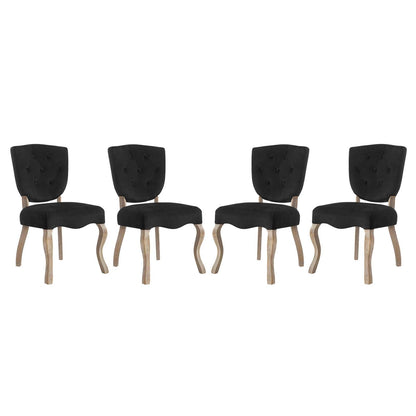 home office desk chairs | CasaFoyer Array Vintage French Dining Side Chair Set of 4 | Weathered Wood Legs | Button Tufted Shield Back | Soft Velvet Upholstery | Non-Marking Foot Caps | Fully Assembled | casafoyer.myshopify.com
