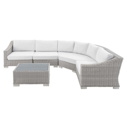 sofas | CasaFoyer Conway Outdoor Patio Sunbrella Wicker Rattan 5-Piece Sectional Sofa Furniture Set | Light Gray | UV-Resistant | Modular Design | Aluminum Frame | casafoyer.myshopify.com