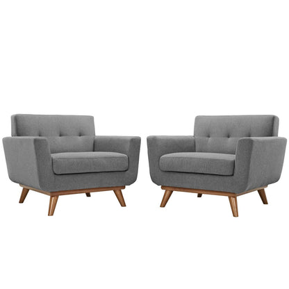 home office desk chairs | CasaFoyer Engage Armchair Set of 2 | Cozy Lounging Experience | Stylish Tufted Buttons | Cherry Wood Legs | casafoyer.myshopify.com