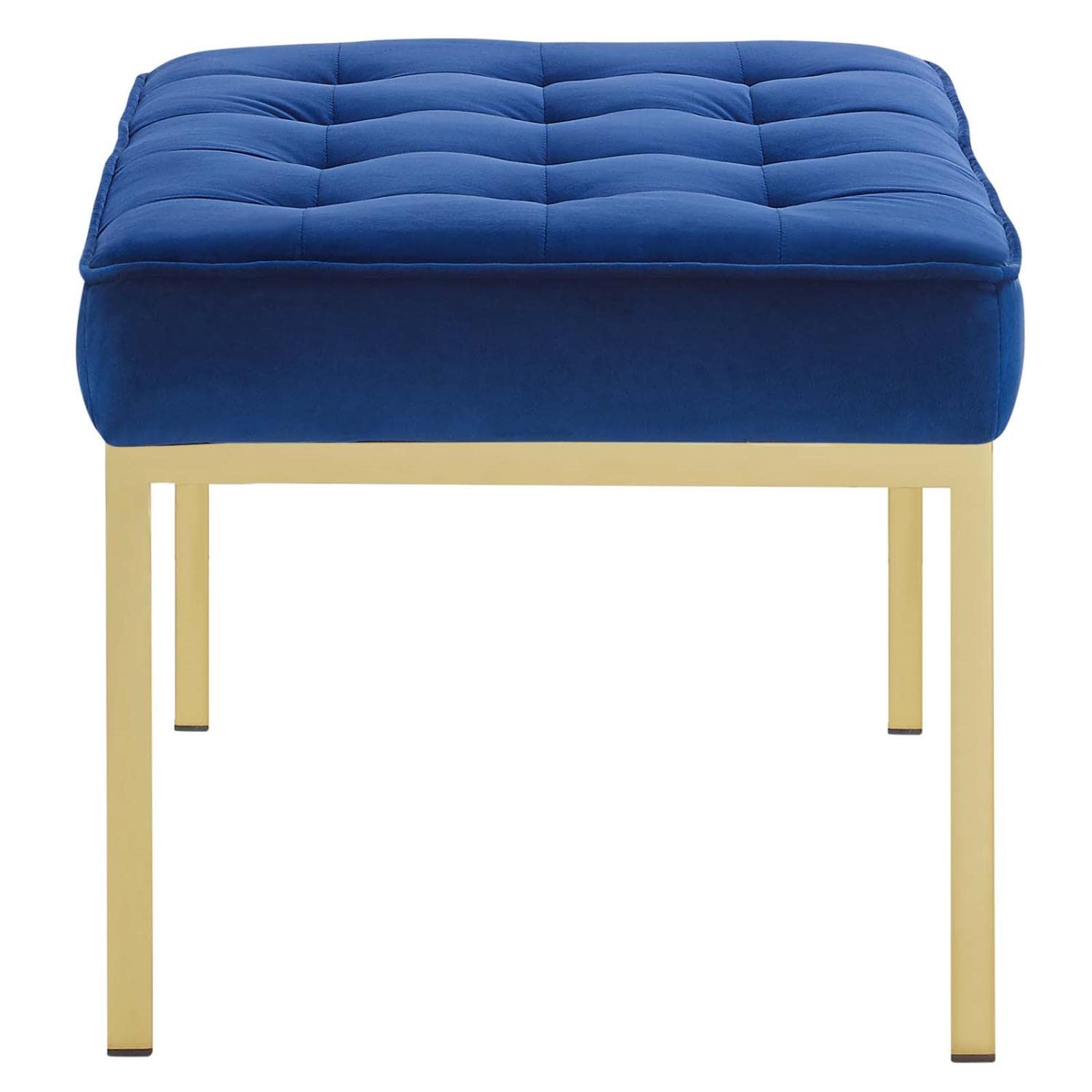 home office desk chairs | CasaFoyer Loft Button Tufted Performance Velvet Accent Bench | Gold Navy | Contemporary Design | Stainless Steel Legs | Supports up to 300 lbs | casafoyer.myshopify.com