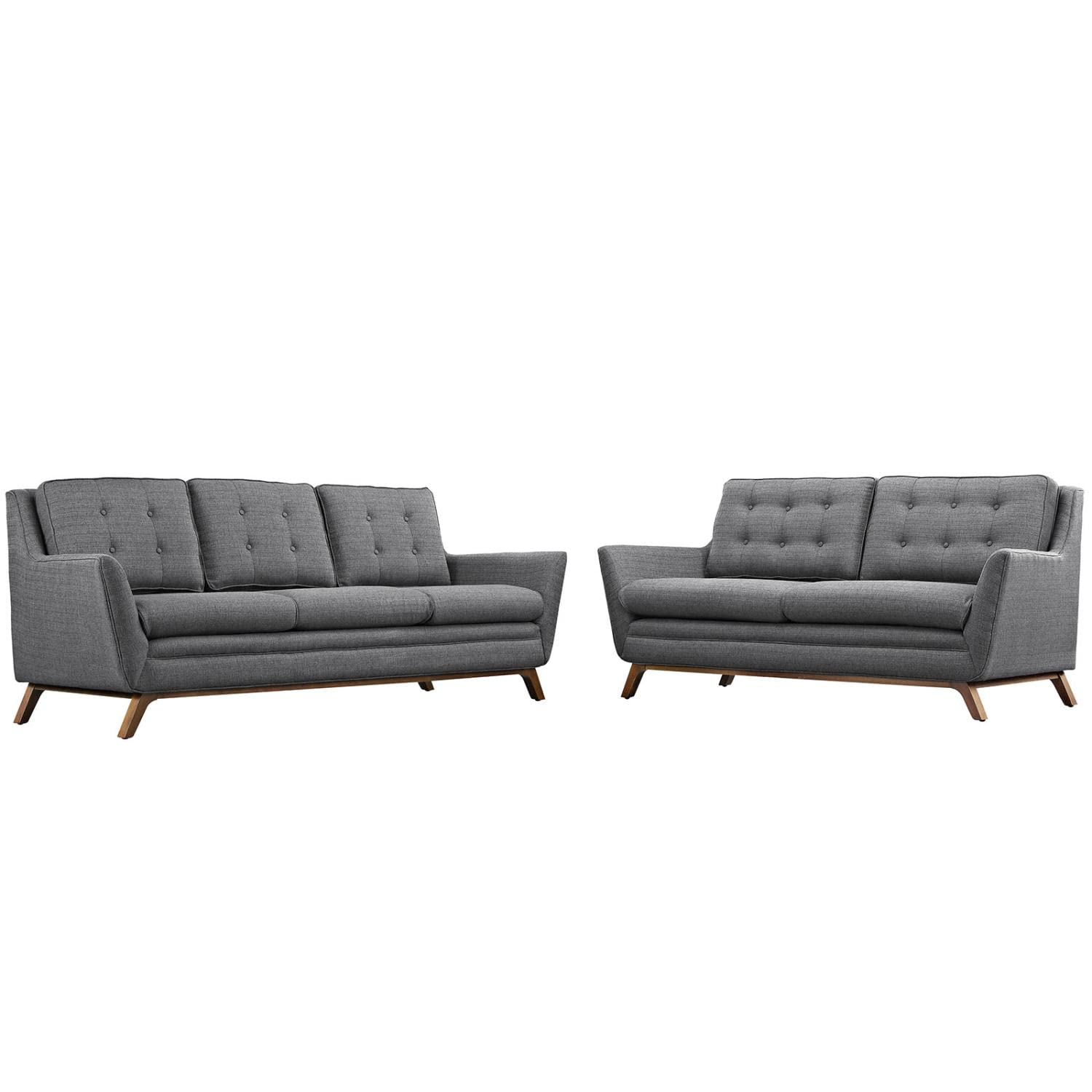 sofas | CasaFoyer Beguile Collection | Mid-Century Style Loveseat & Sofa Set | Elegant Design | Plush Cushions | Walnut-Stained Base | Perfect for Living Room or Lounge | casafoyer.myshopify.com