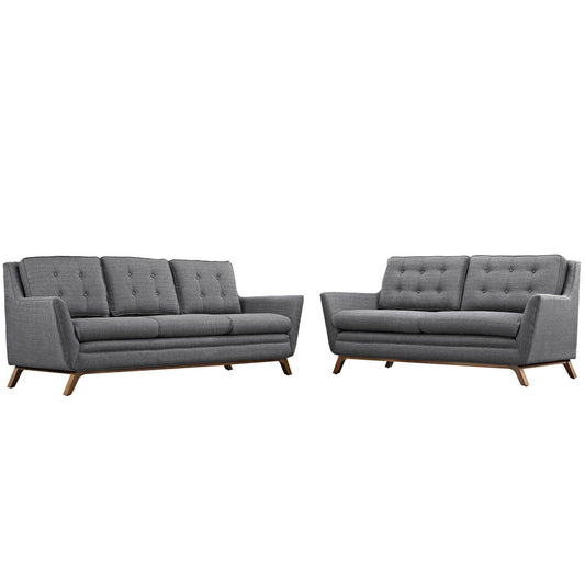 sofas | CasaFoyer Beguile Collection | Mid-Century Style Loveseat & Sofa Set | Elegant Design | Plush Cushions | Walnut-Stained Base | Perfect for Living Room or Lounge | casafoyer.myshopify.com