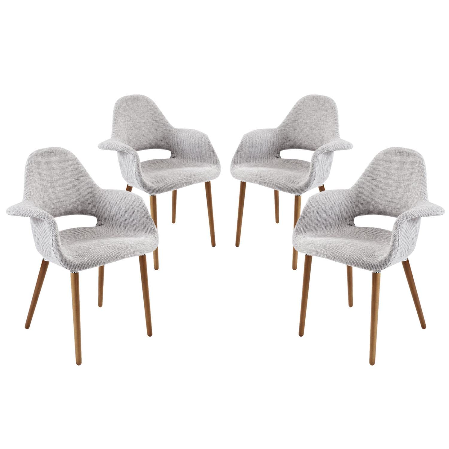 home office desk chairs | CasaFoyer Aegis Accent Chair Set of 4 | Ultimate Relaxation | Plush Cushions | Diagonal Design | Wooden Legs | Taupe Color | casafoyer.myshopify.com