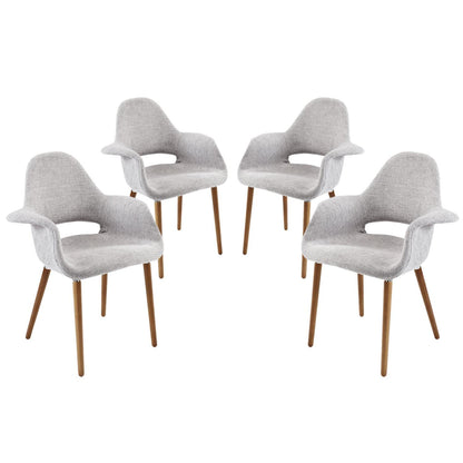 home office desk chairs | CasaFoyer Aegis Accent Chair Set of 4 | Ultimate Relaxation | Plush Cushions | Diagonal Design | Wooden Legs | Taupe Color | casafoyer.myshopify.com