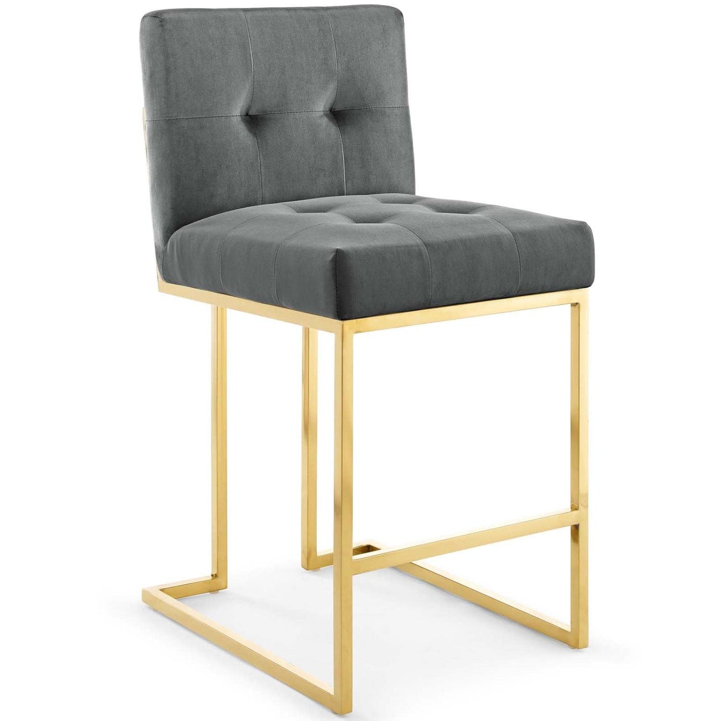 barstools | CasaFoyer Privy Gold Stainless Steel Velvet Counter Stool | Sleek & Modern Design | Stain-Resistant Upholstery | Geometric Base | Comfortable Footrest | 331 lbs Capacity | No Assembly Required | casafoyer.myshopify.com