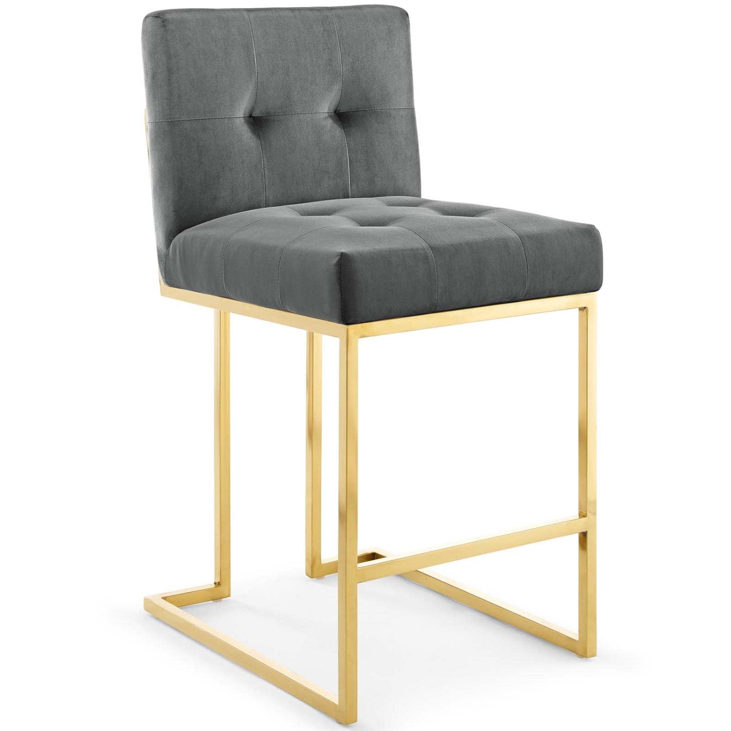 barstools | CasaFoyer Privy Gold Stainless Steel Velvet Counter Stool | Sleek & Modern Design | Stain-Resistant Upholstery | Geometric Base | Comfortable Footrest | 331 lbs Capacity | No Assembly Required | casafoyer.myshopify.com