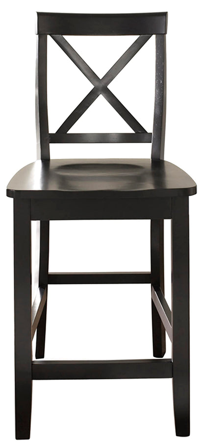 STOOL_SEATING | Solid Hardwood X-Back Bar Stool | Durable & Comfortable | Set of 2 | 24 Seat Height | Black Finish | casafoyer.myshopify.com