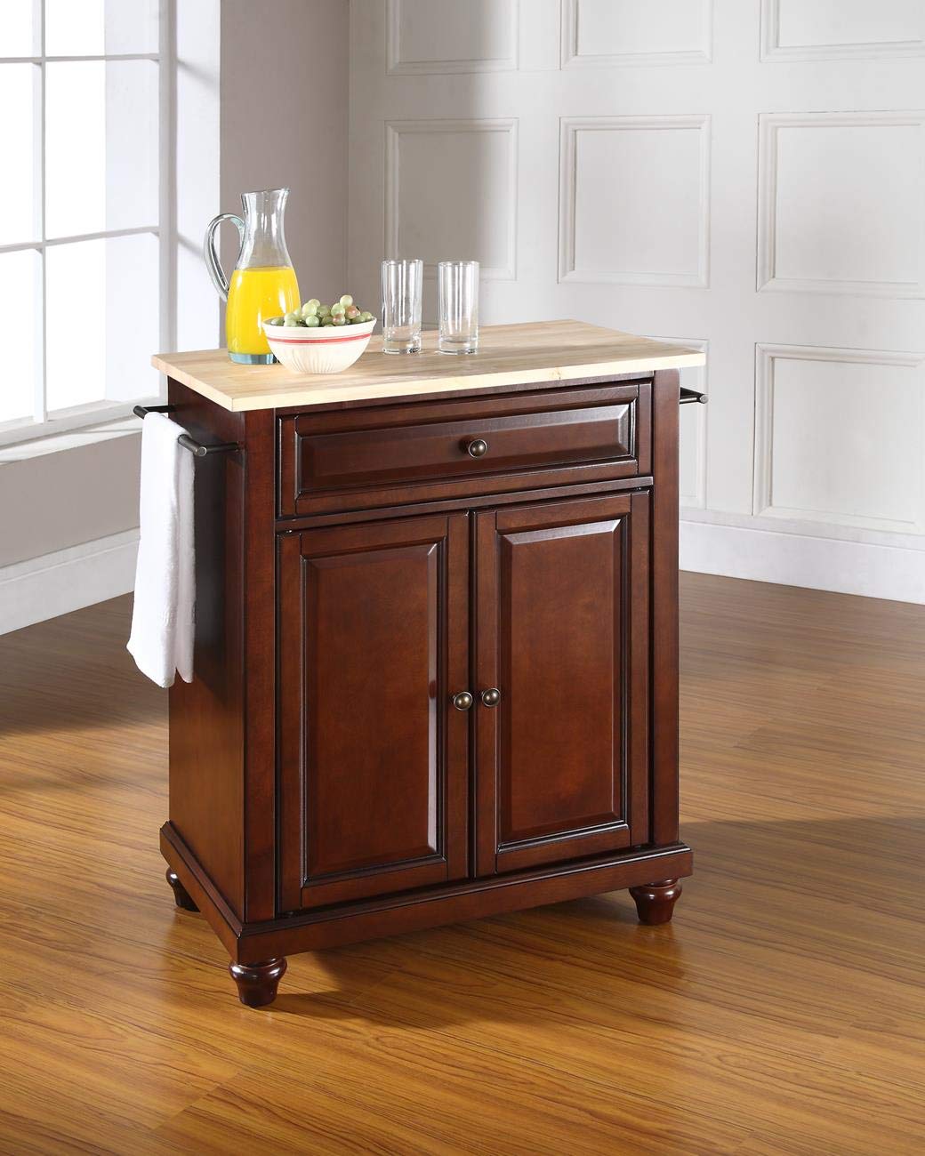 Kitchen Storage | Durable Solid Hardwood Kitchen Island | Elegant Raised Panel Doors & Drawer | Ample Storage Space | Vintage Mahogany Finish | casafoyer.myshopify.com