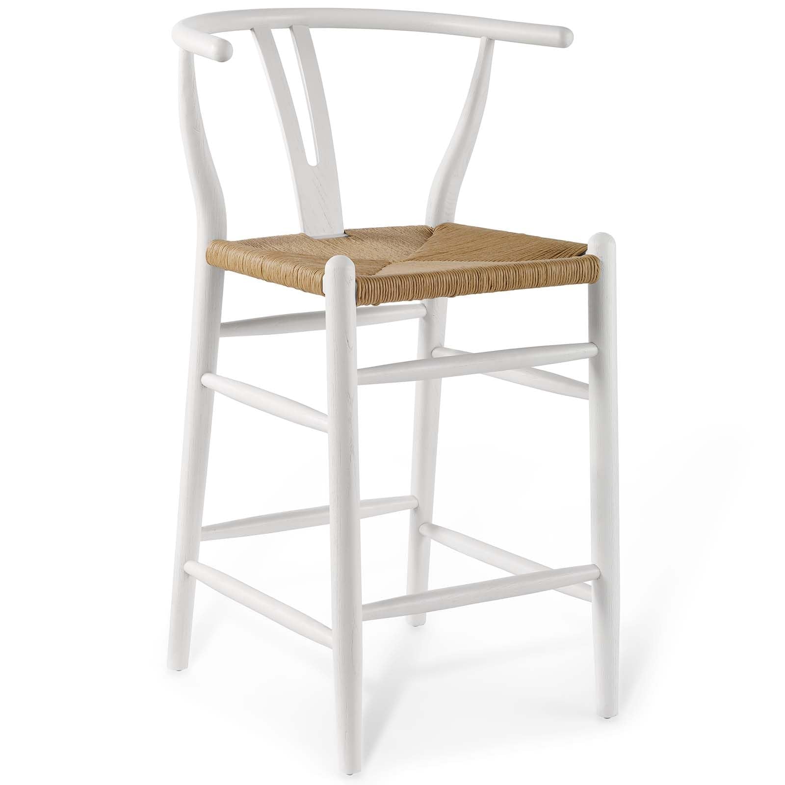 barstools | CasaFoyer Amish Wooden Counter Stool Set of 2 | Rustic Design | Mid-Century Style | Elm Wood | Woven Paper Rope Seat | Fully Assembled | Supports up to 331 lbs | casafoyer.myshopify.com