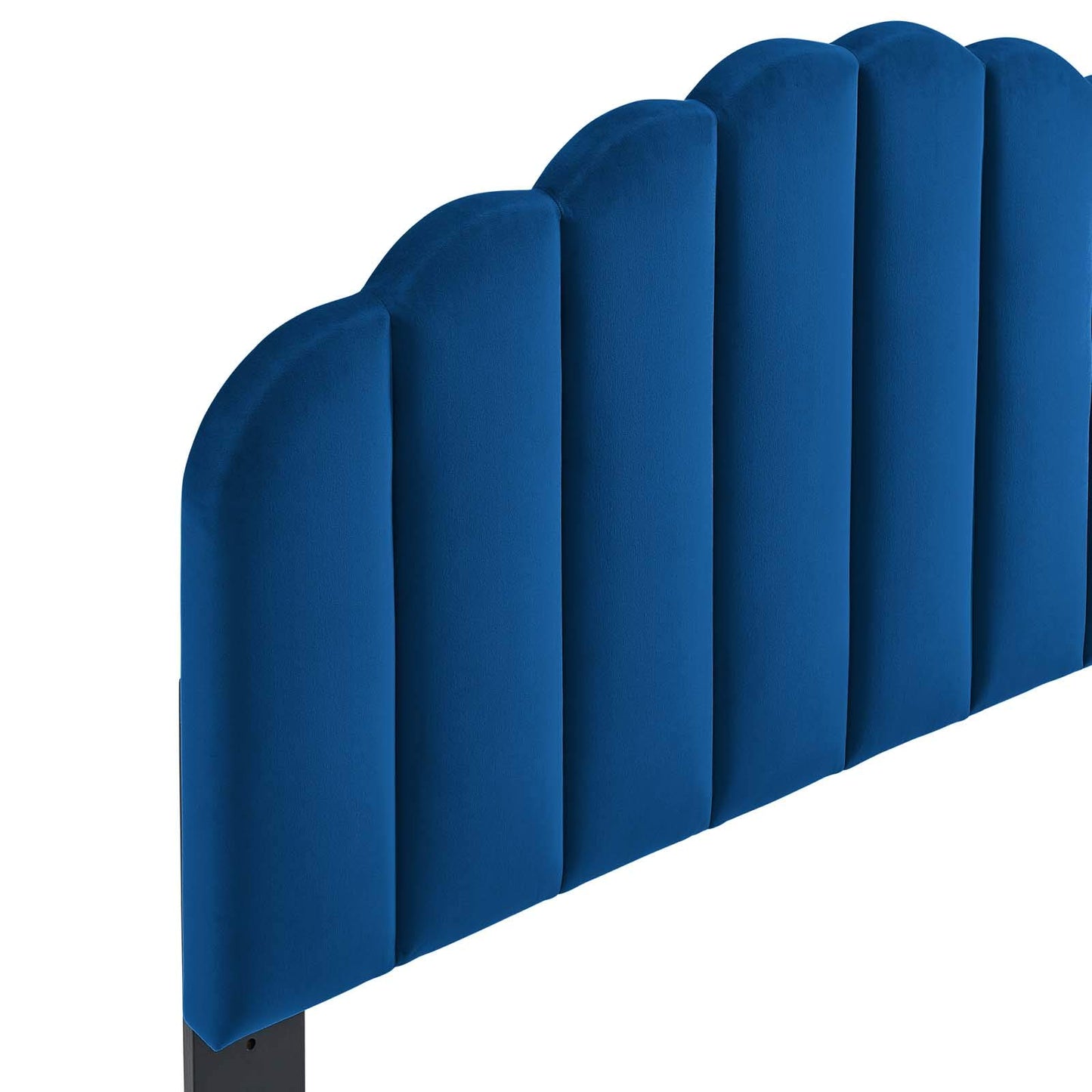 Bed | CasaFoyer Veronique Channel Tufted Scalloped Performance Velvet Upholstered Twin Headboard | Vintage Glamour | Dense Foam Padding | Stain-Resistant | Adjustable Mounting Positions | Navy | casafoyer.myshopify.com