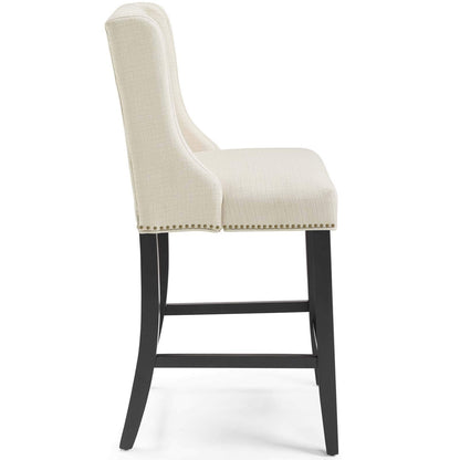 barstools | CasaFoyer Baron Upholstered Fabric Counter Stool | Contemporary Design | Nailhead Trim | Footrest | Solid Wood Frame | Beige | casafoyer.myshopify.com