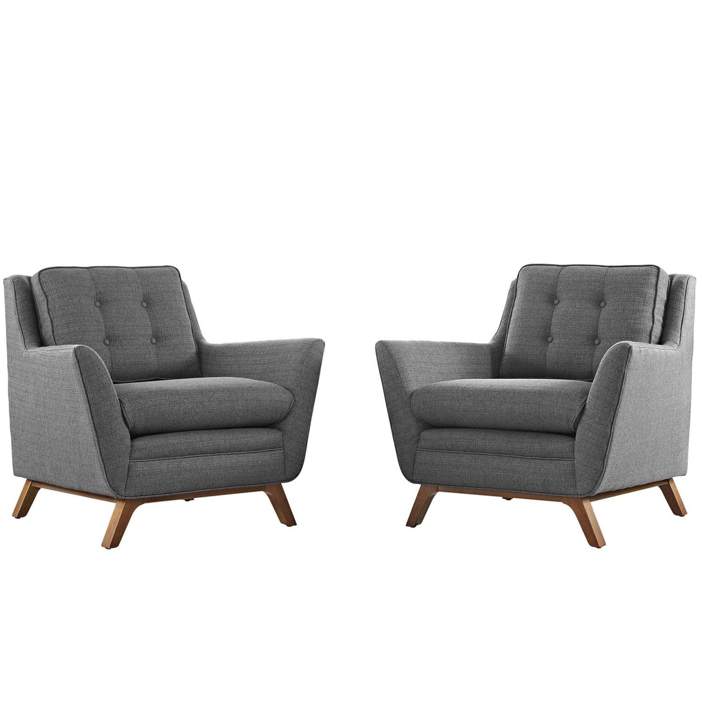 kitchen and dining room sets | CasaFoyer Beguile Collection | Elegant Curved Arm Fabric Armchair Set | Walnut Base | Plush Cushions | Tufted Buttons | Ideal for Living Room or Lounge | casafoyer.myshopify.com