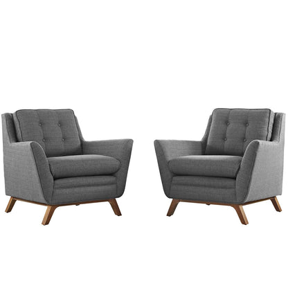 kitchen and dining room sets | CasaFoyer Beguile Collection | Elegant Curved Arm Fabric Armchair Set | Walnut Base | Plush Cushions | Tufted Buttons | Ideal for Living Room or Lounge | casafoyer.myshopify.com