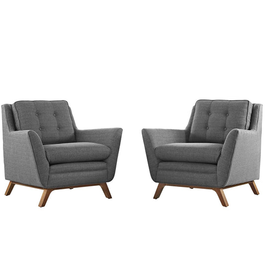 kitchen and dining room sets | CasaFoyer Beguile Collection | Elegant Curved Arm Fabric Armchair Set | Walnut Base | Plush Cushions | Tufted Buttons | Ideal for Living Room or Lounge | casafoyer.myshopify.com