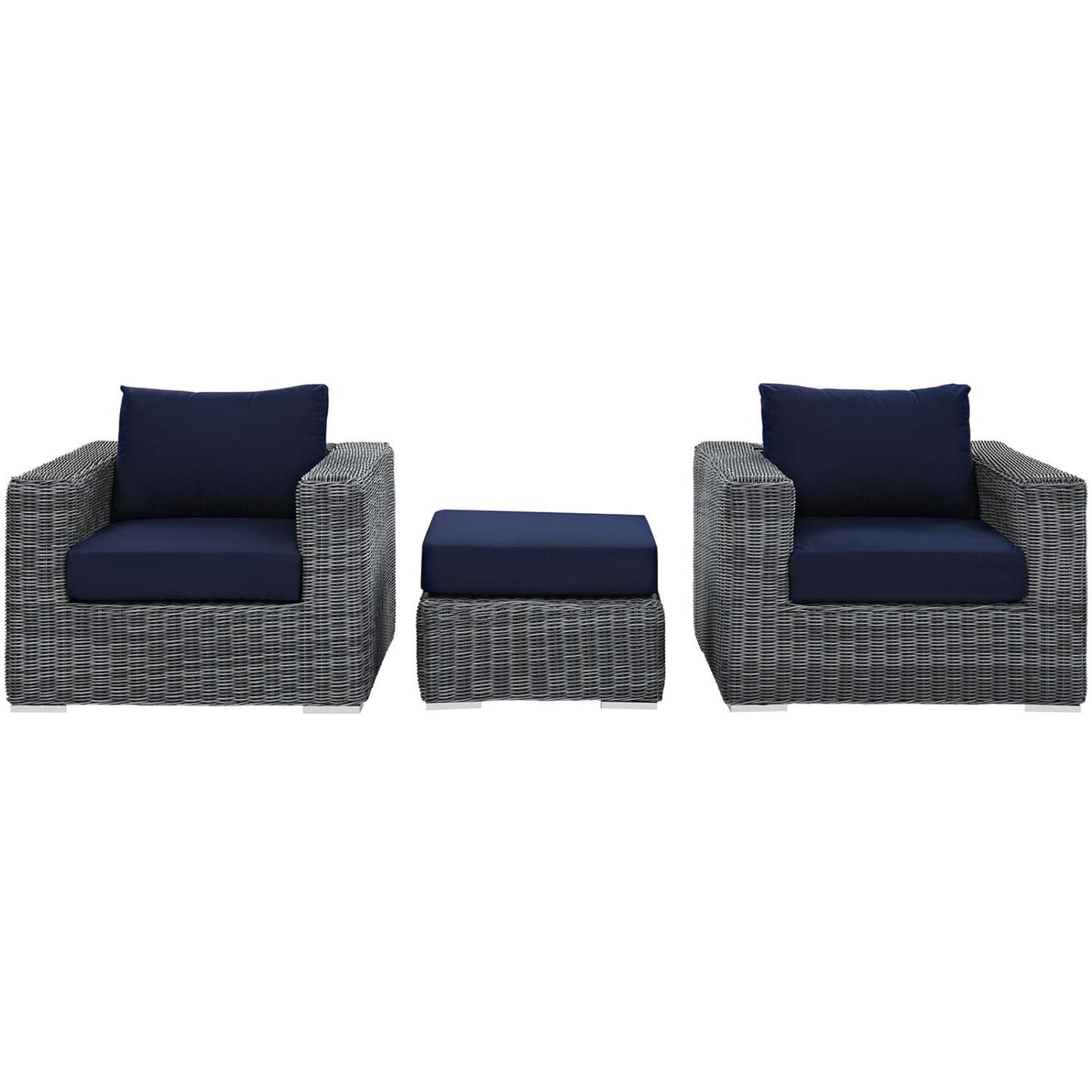 kitchen and dining room sets | CasaFoyer Summon Outdoor Patio Sectional Sofa Set | Two-Tone Rattan | Sunbrella Cushions | UV Protection | Aluminum Frame | Includes Ottoman & Armchairs | casafoyer.myshopify.com