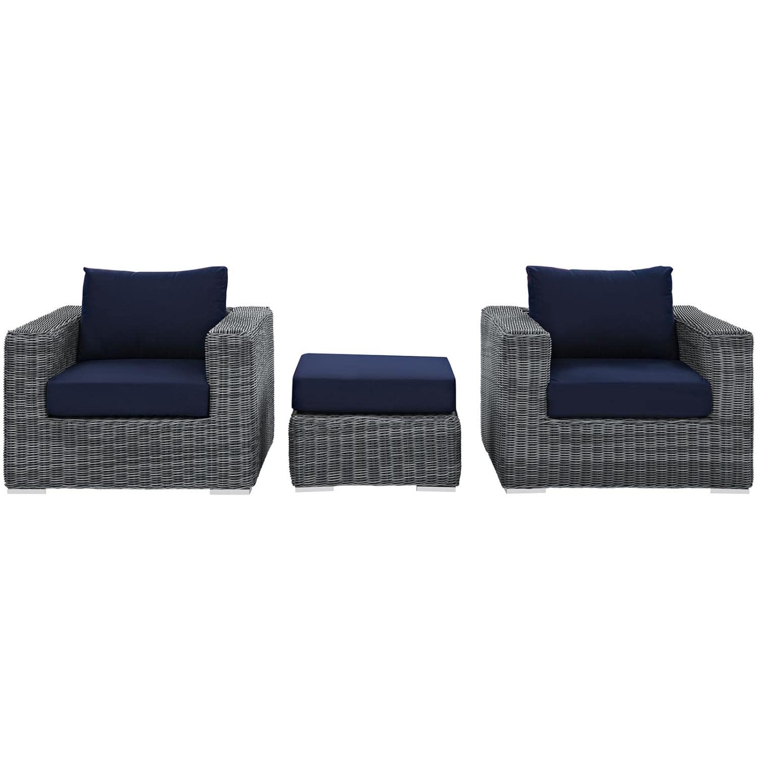 kitchen and dining room sets | CasaFoyer Summon Outdoor Patio Sectional Sofa Set | Two-Tone Rattan | Sunbrella Cushions | UV Protection | Aluminum Frame | Includes Ottoman & Armchairs | casafoyer.myshopify.com