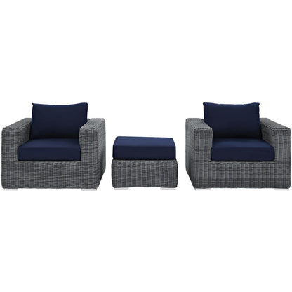 kitchen and dining room sets | CasaFoyer Summon Outdoor Patio Sectional Sofa Set | Two-Tone Rattan | Sunbrella Cushions | UV Protection | Aluminum Frame | Includes Ottoman & Armchairs | casafoyer.myshopify.com