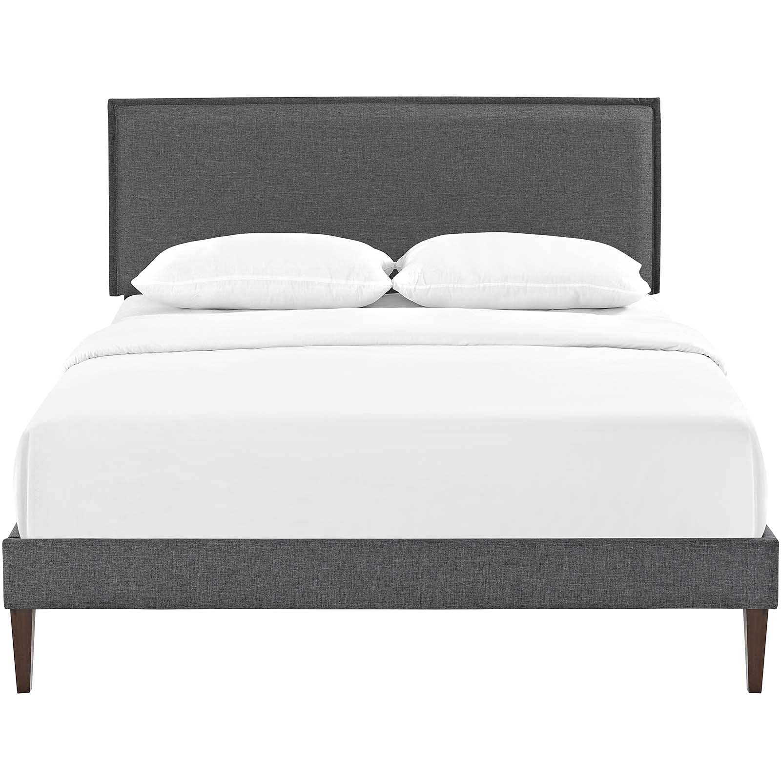 adjustable bed bases | CasaFoyer Amaris Queen Platform Bed | Solid Wood Frame | Polyester Upholstery | Tapered Legs | Gray | No Box Spring Needed | Memory Foam Compatible | Assembly Required | casafoyer.myshopify.com