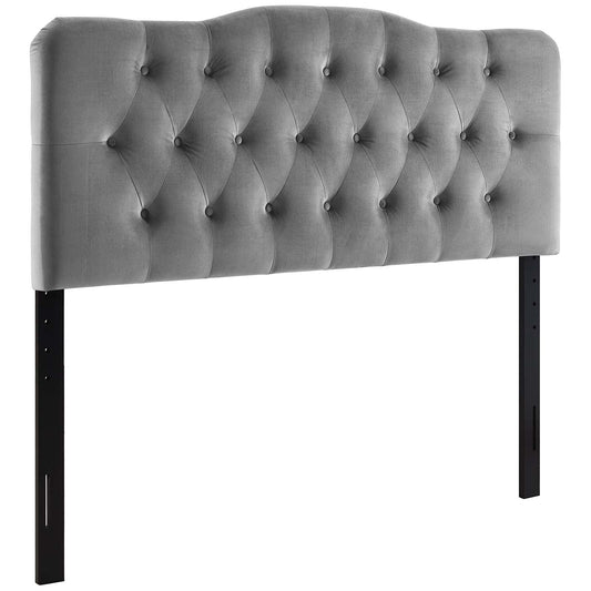 headboards | CasaFoyer Annabel Diamond Tufted Performance Velvet Full Headboard | Timeless Elegance | Vintage Glamour | Adjustable Height | Gray | casafoyer.myshopify.com