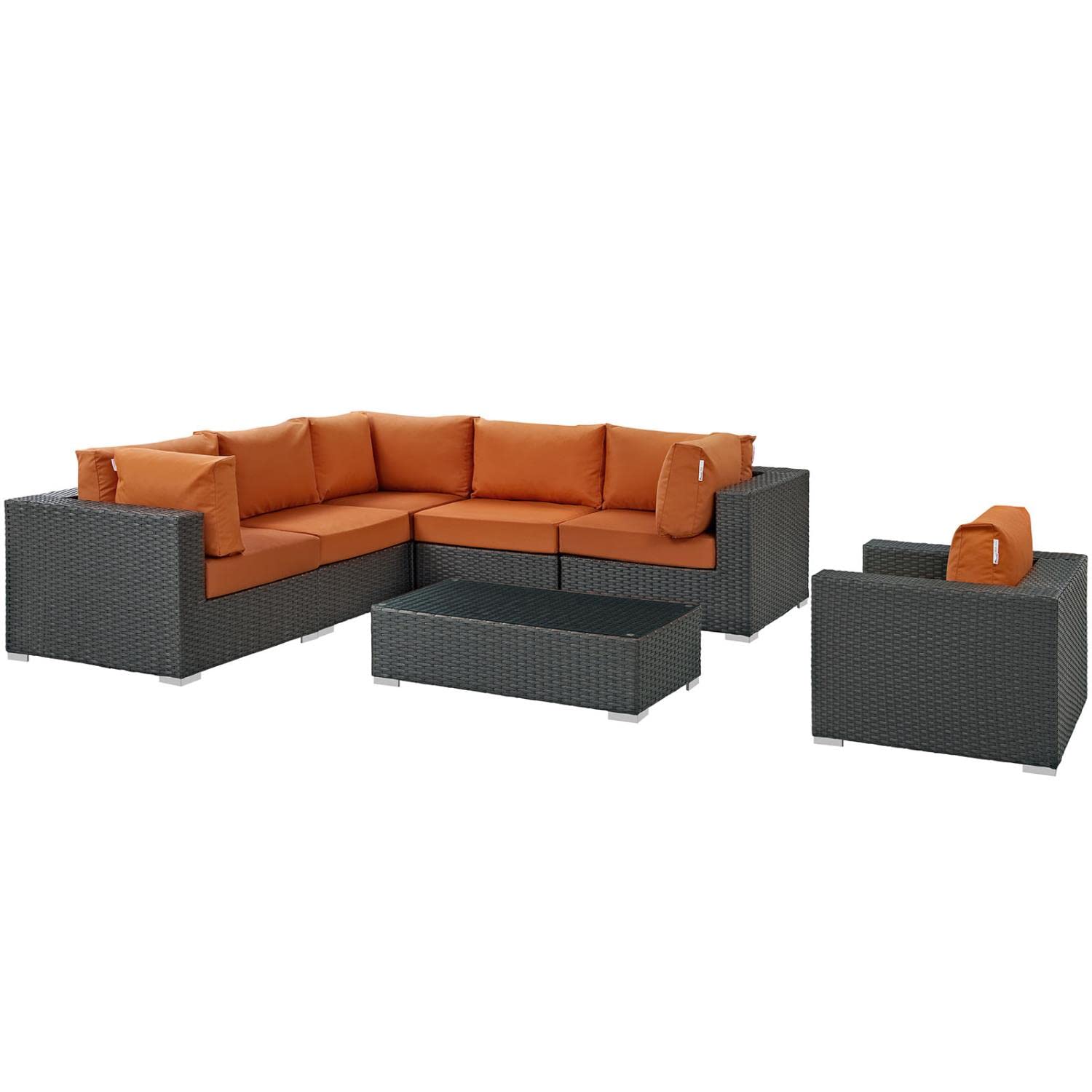 kitchen and dining room sets | CasaFoyer Sojourn Outdoor Patio Furniture Set | Sunbrella Cushions | Synthetic Rattan | UV Protection | Aluminum Frame | 7 Piece Sectional | casafoyer.myshopify.com