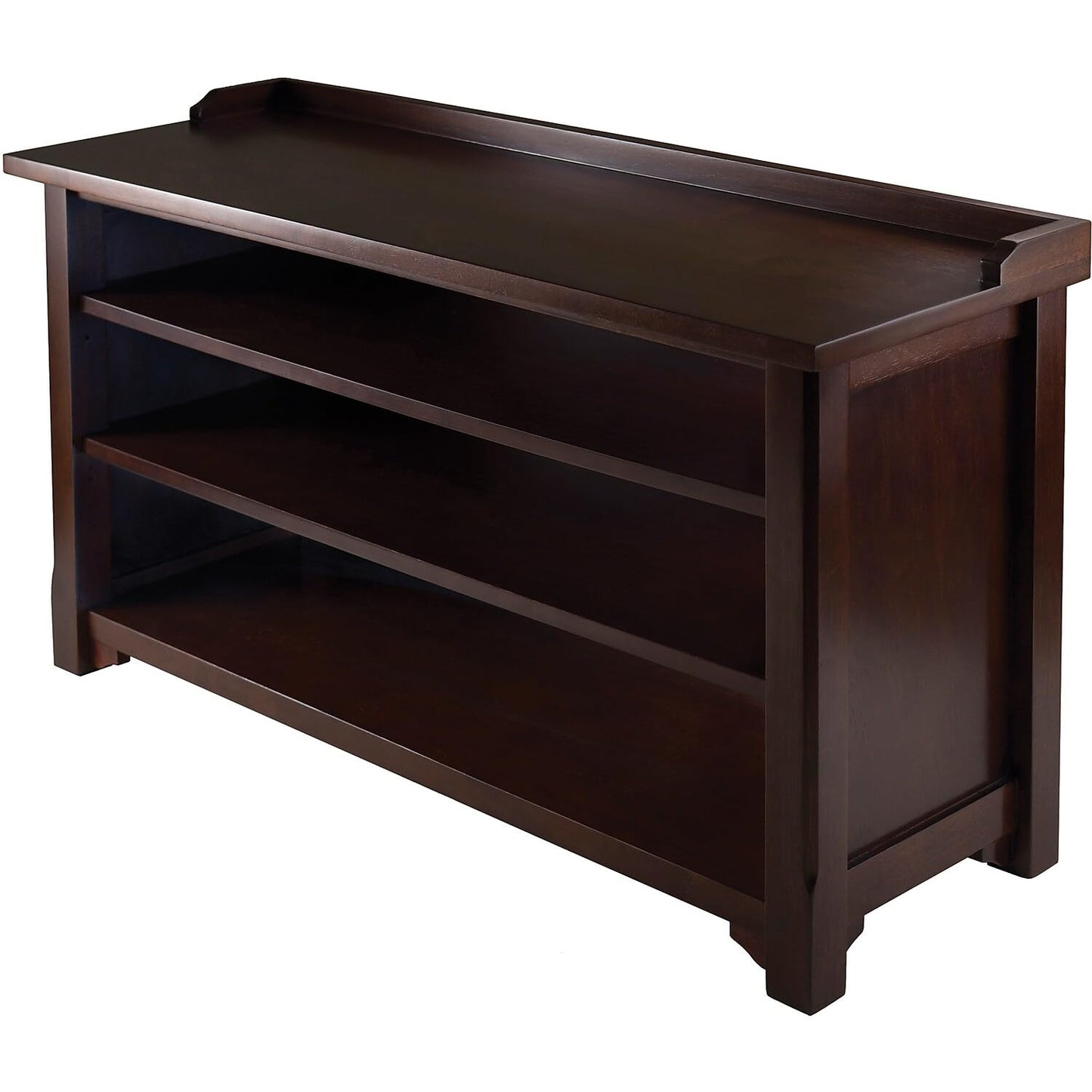 BENCH | Ergode Dayton Bench | Shoe Storage Solution with 3 Shelves | Antique Walnut Finish | 40W x 17D x 22H | Solid & Composite Wood | Easy Assembly | casafoyer.myshopify.com