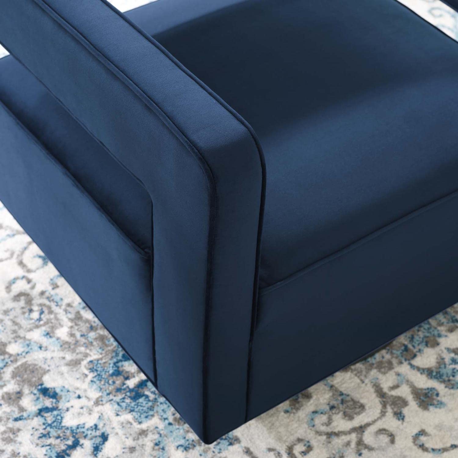 home office desk chairs | CasaFoyer Booth Swivel Armchair | Vintage Glam Deco Design | Stain-Resistant Velvet Upholstery | Comfortable Seating | 360-Degree Swivel Base | Midnight Blue | casafoyer.myshopify.com
