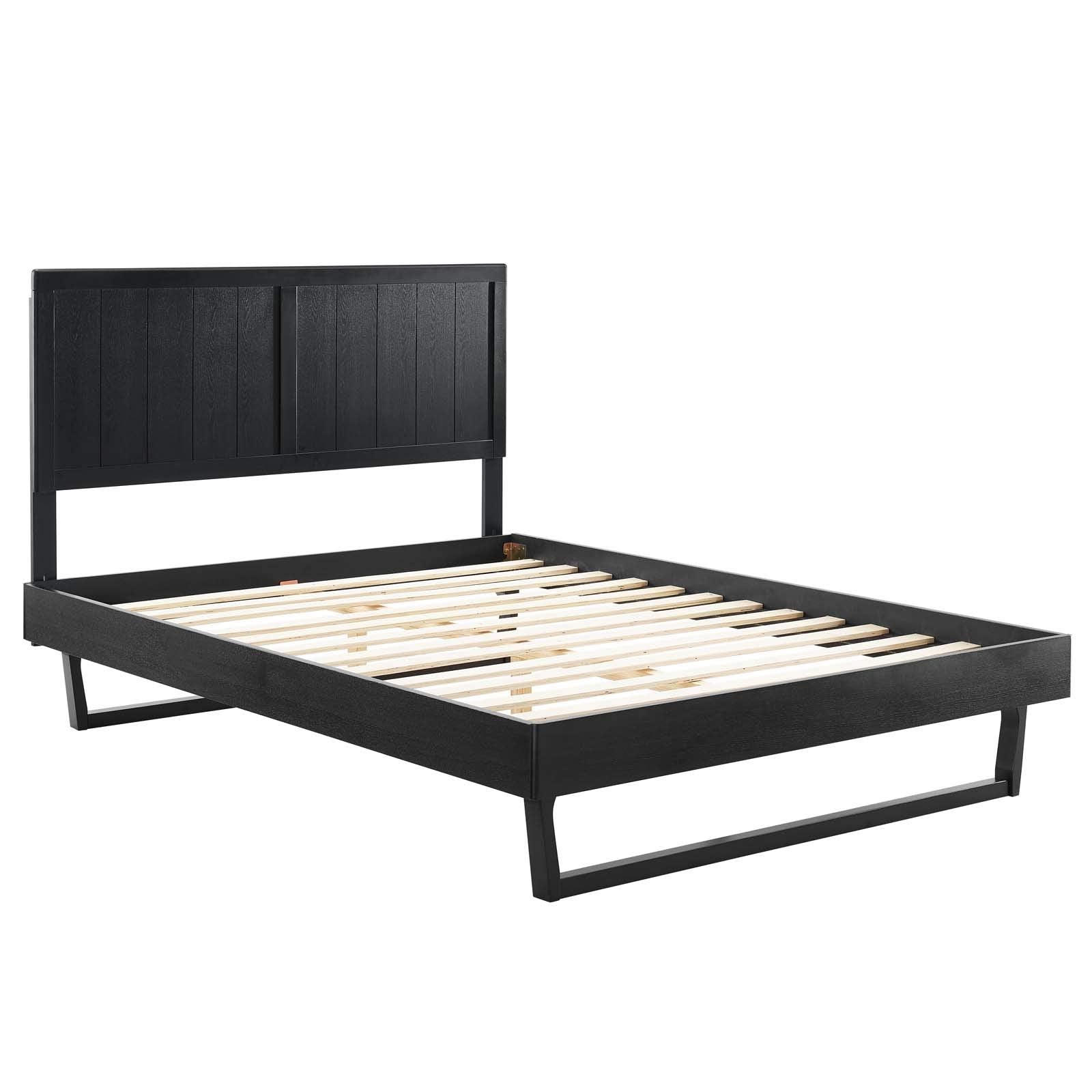 bed frames | CasaFoyer Alana Wood Full Platform Bed | Modern Elegance | Mid-Century Design | Durable Construction | No Box Spring Needed | Black | casafoyer.myshopify.com