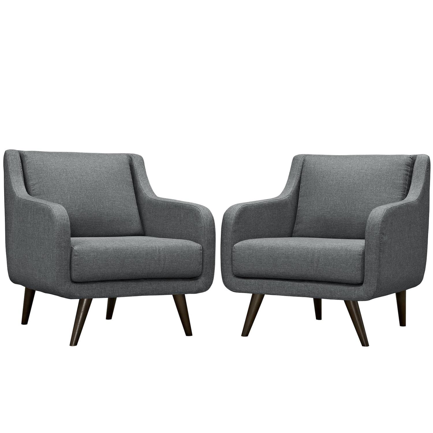home office desk chairs | CasaFoyer Verve Collection | Mid-Century Charm Living Room Set - 2 Armchairs | Vibrant Design, Espresso Legs, Dense Foam Cushioning | Gray | casafoyer.myshopify.com