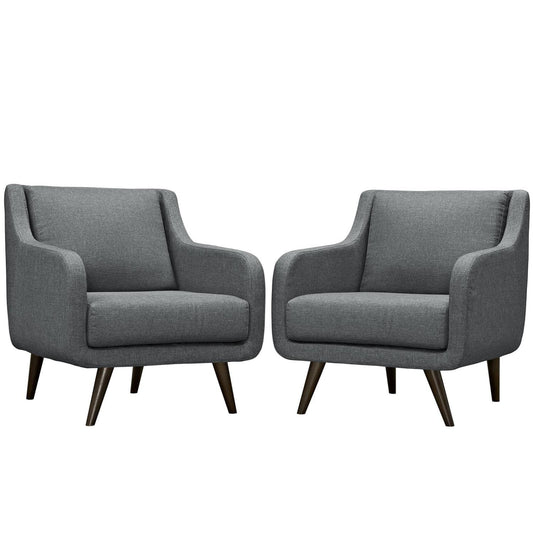 home office desk chairs | CasaFoyer Verve Collection | Mid-Century Charm Living Room Set - 2 Armchairs | Vibrant Design, Espresso Legs, Dense Foam Cushioning | Gray | casafoyer.myshopify.com