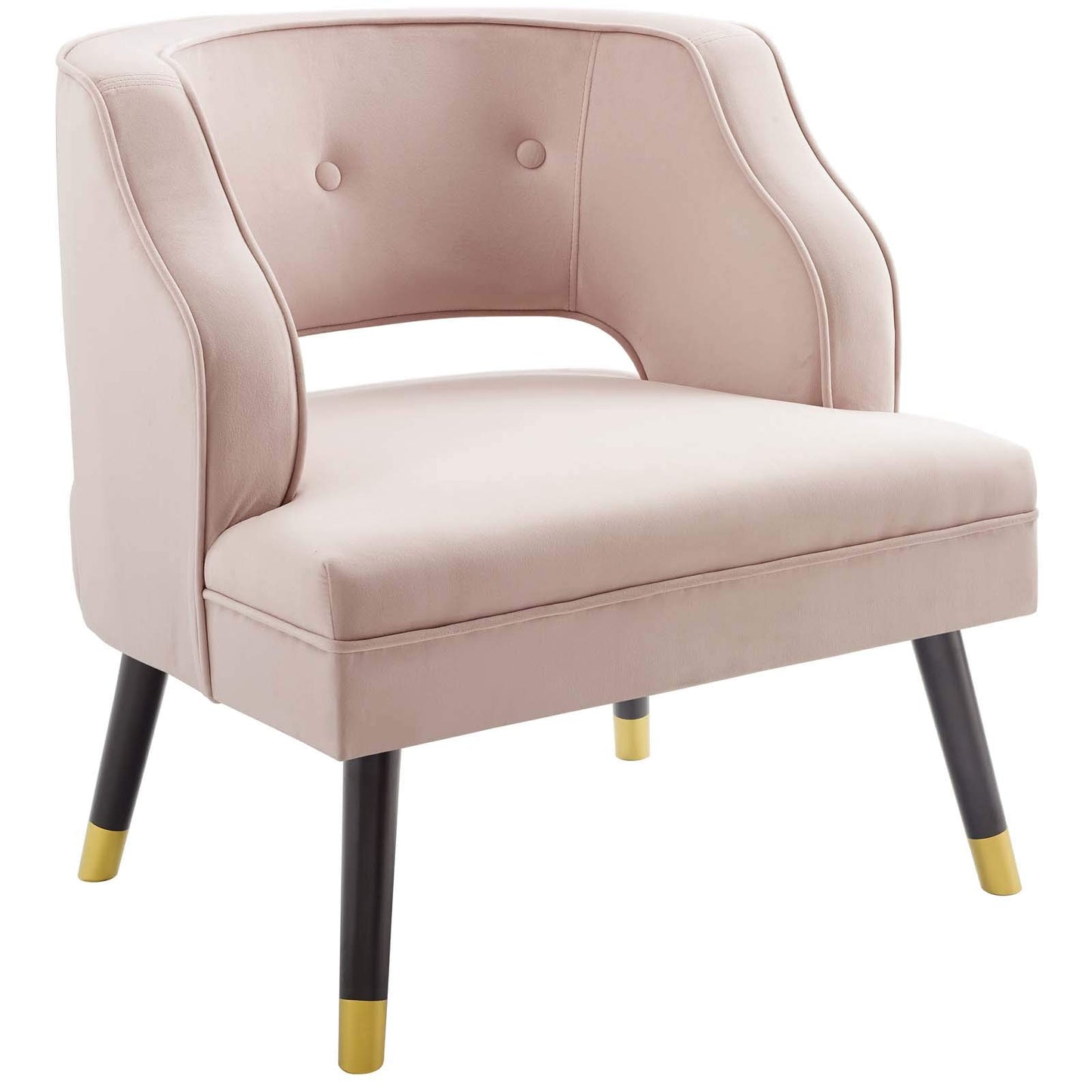 home office desk chairs | CasaFoyer Traipse Performance Velvet Armchair | Stylish Vintage Glamour Accent Chair | Button Tufting | Walnut Legs | Pink | casafoyer.myshopify.com
