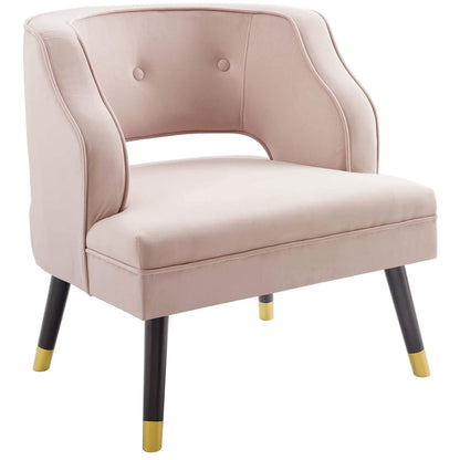home office desk chairs | CasaFoyer Traipse Performance Velvet Armchair | Stylish Vintage Glamour Accent Chair | Button Tufting | Walnut Legs | Pink | casafoyer.myshopify.com