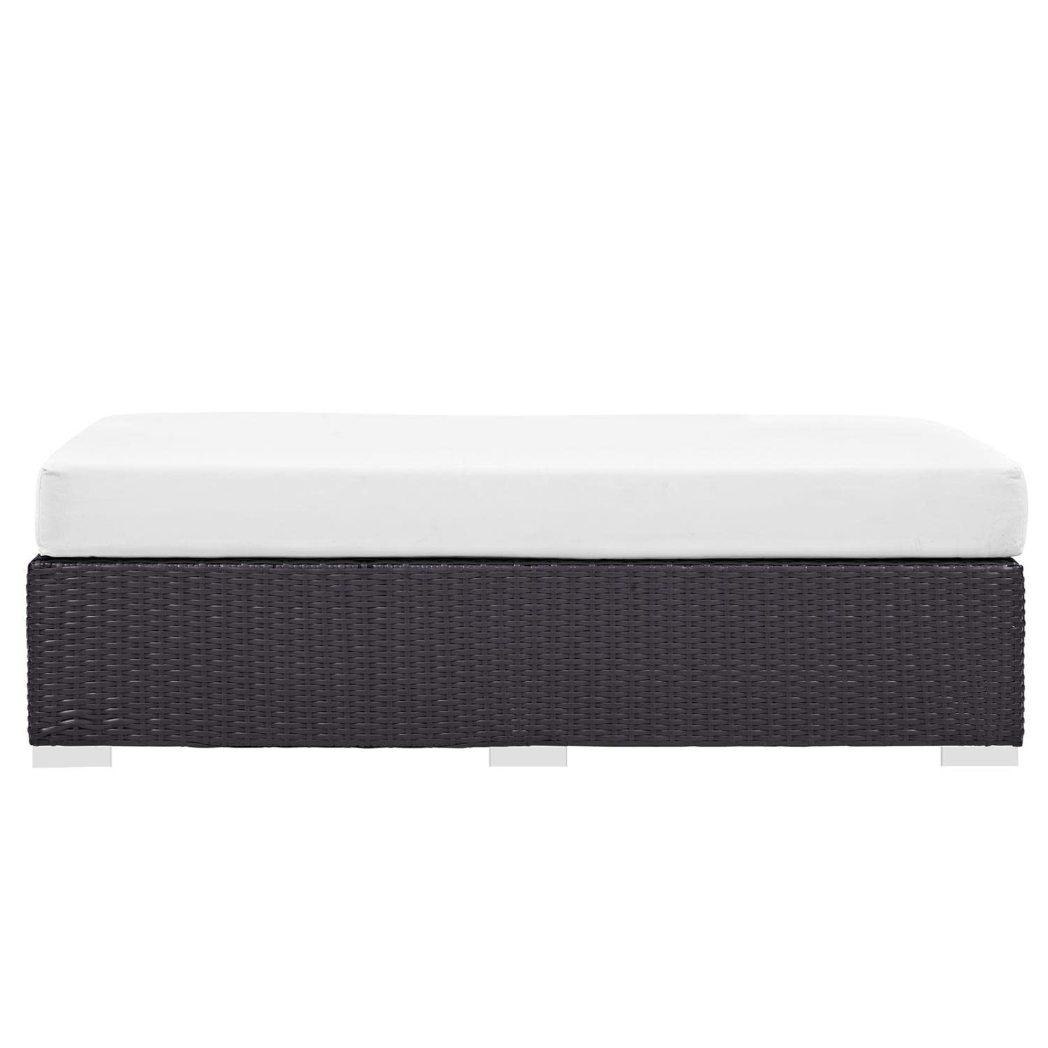 ottomans | CasaFoyer Convene Outdoor Sectional | Durable Rattan Ottoman | All-Weather Cushions | Versatile & Stylish | Espresso White | casafoyer.myshopify.com