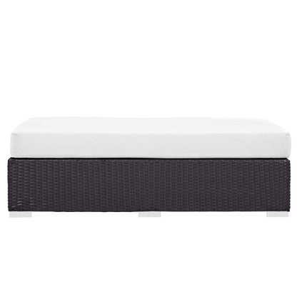ottomans | CasaFoyer Convene Outdoor Sectional | Durable Rattan Ottoman | All-Weather Cushions | Versatile & Stylish | Espresso White | casafoyer.myshopify.com