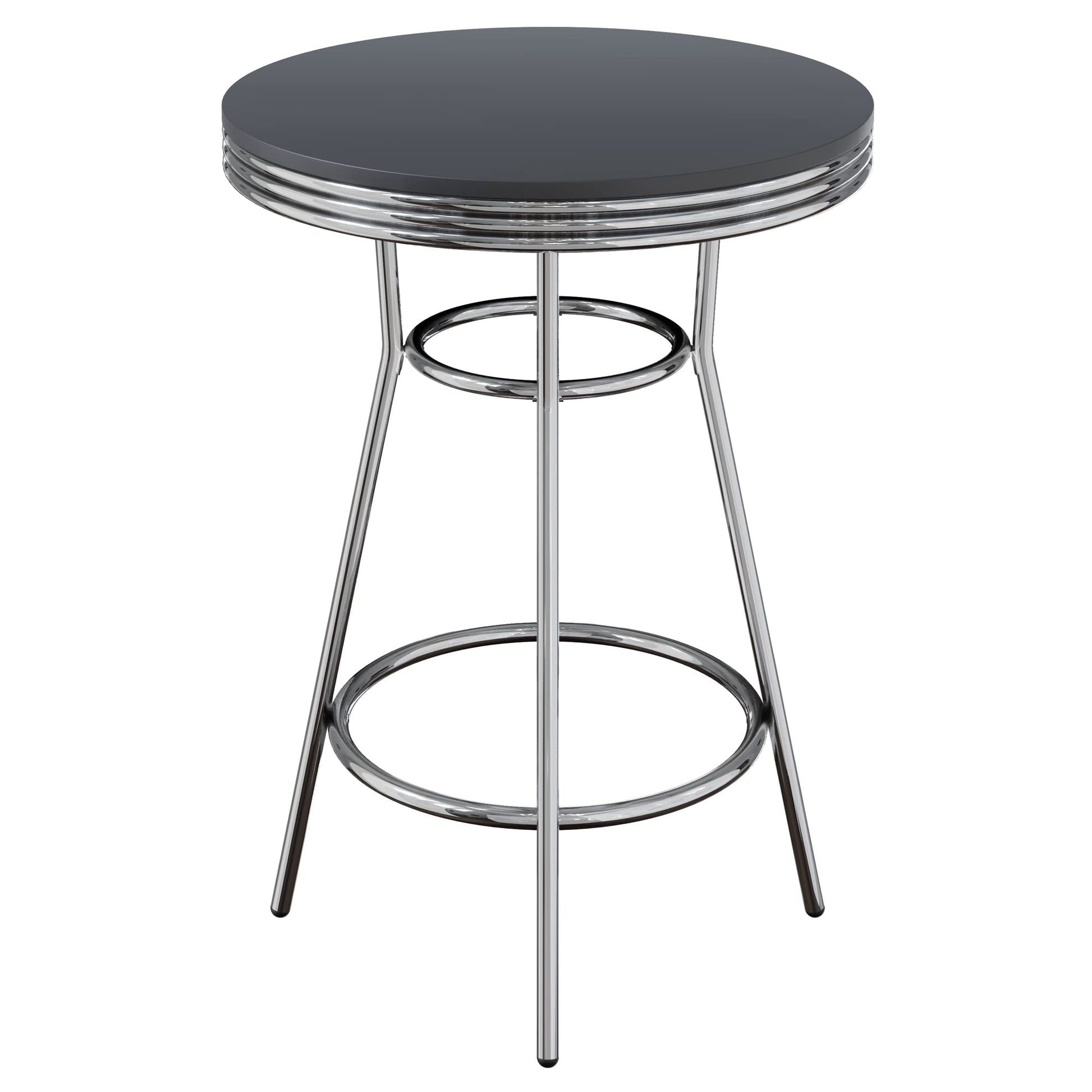 childrens table and chair sets | CasaFoyer  Wood Summit 3-Piece Pub Table Set | Sleek & Stylish | Modern & Retro Elements | Black Wood Composite Tabletop | Chrome Plated Frame | Swivel Bar Stools | Compact Design | Easy Assembly | 60-Day Replacement Window | casafoyer.myshopify.com