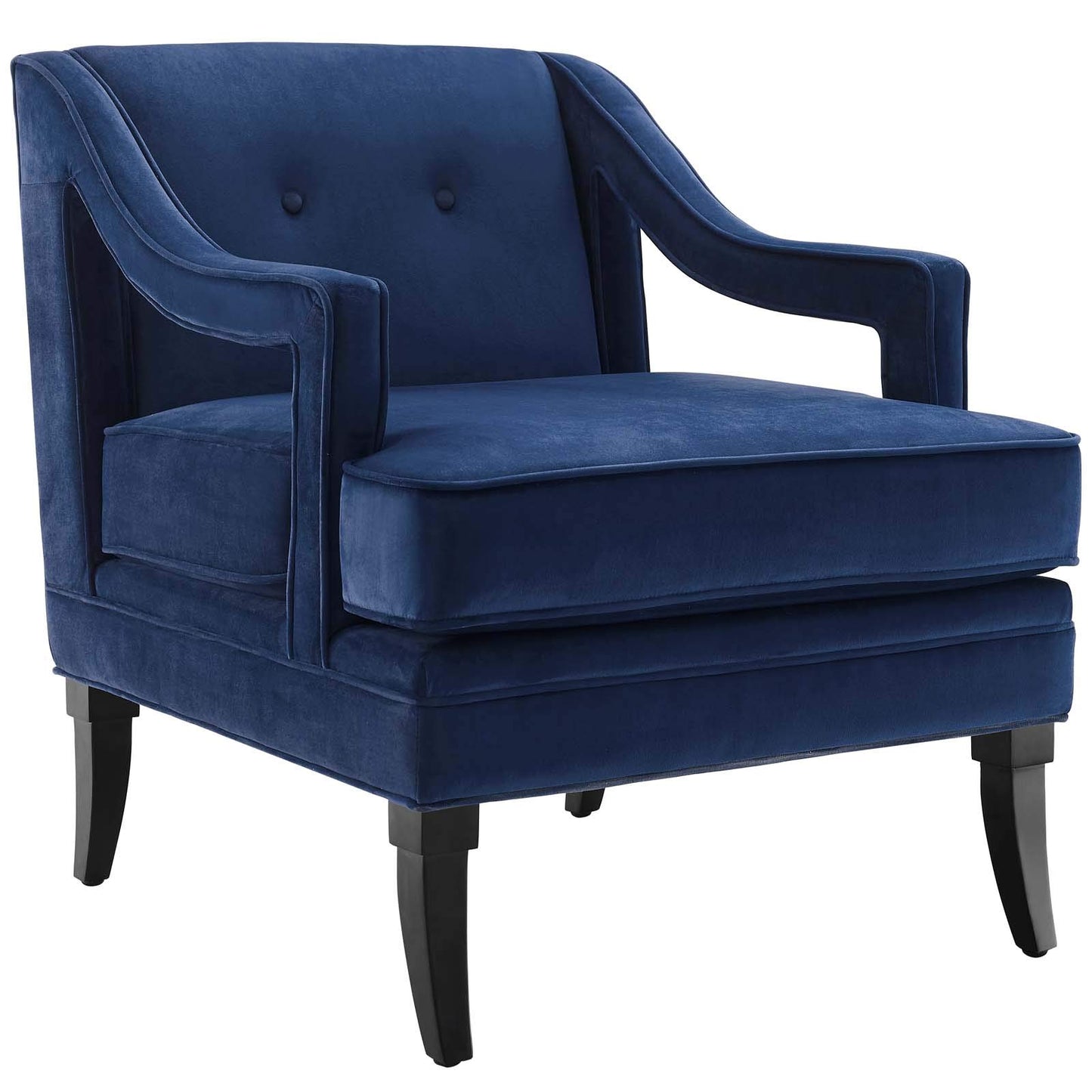 home office desk chairs | CasaFoyer Concur Performance Velvet Armchair | Chic Design | Stain-Resistant | Plush Cushion | Machine Washable Cover | Solid Birch Legs | Navy | casafoyer.myshopify.com