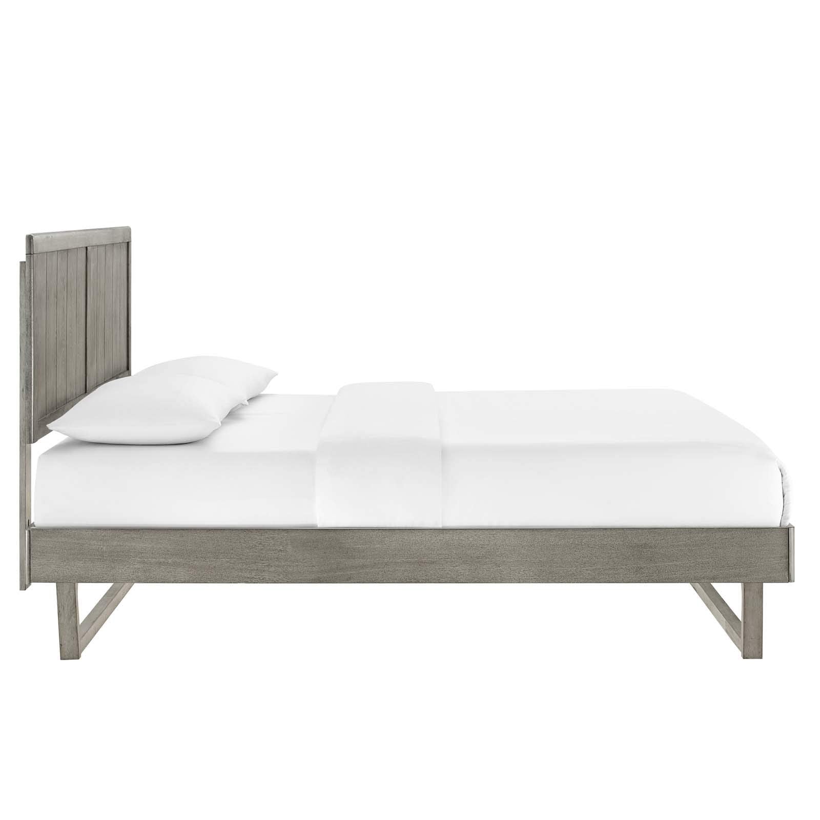 bed frames | CasaFoyer Alana Wood Queen Platform Bed | Modern Elegance | Mid-Century Design | Durable Construction | No Box Spring Needed | Gray | casafoyer.myshopify.com