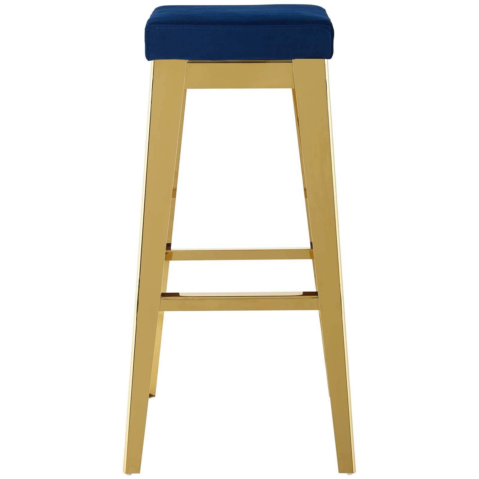 barstools | CasaFoyer Arrive Bar Stool | Polished Gold Stainless Steel Frame | Velvet Upholstery | Comfortable Cushioning | Set of 1 | casafoyer.myshopify.com