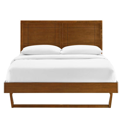 Bed | CasaFoyer Marlee Wood Queen Platform Bed | Retro Design | Durable Construction | No Box Spring Needed | Walnut Finish | casafoyer.myshopify.com